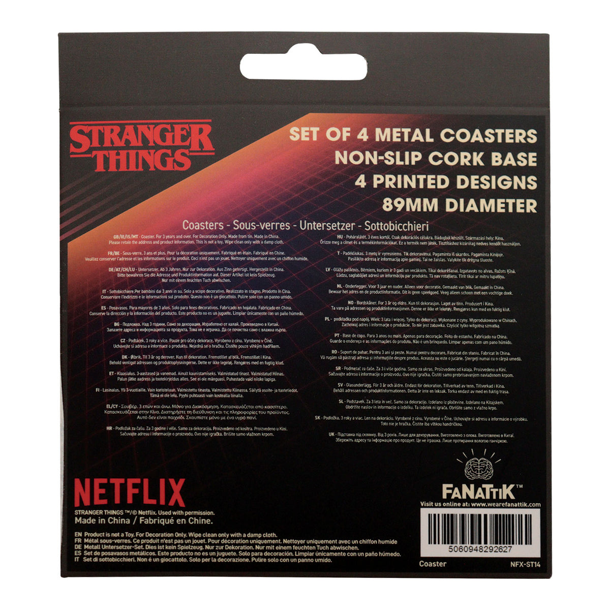 STRANGER THINGS - SET OF 4 METAL COASTERS