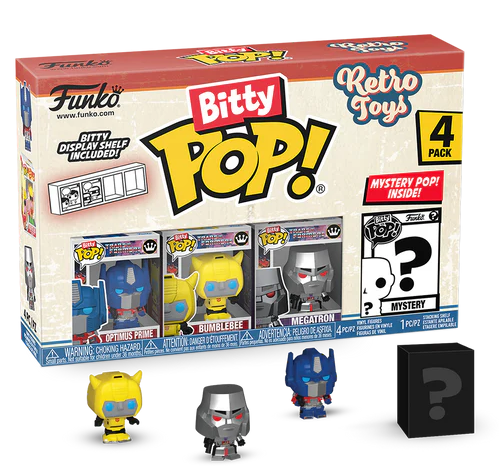 Transformers - Lot de 4 Bitty Pop! Optimus Prime - Bumblebee - Megatron