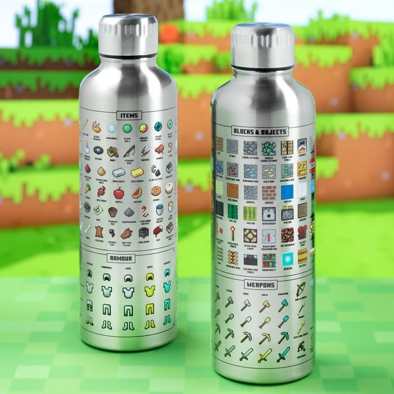 MINECRAFT - 500ML METAL BOTTLE - BLOCKS AND ITEMS