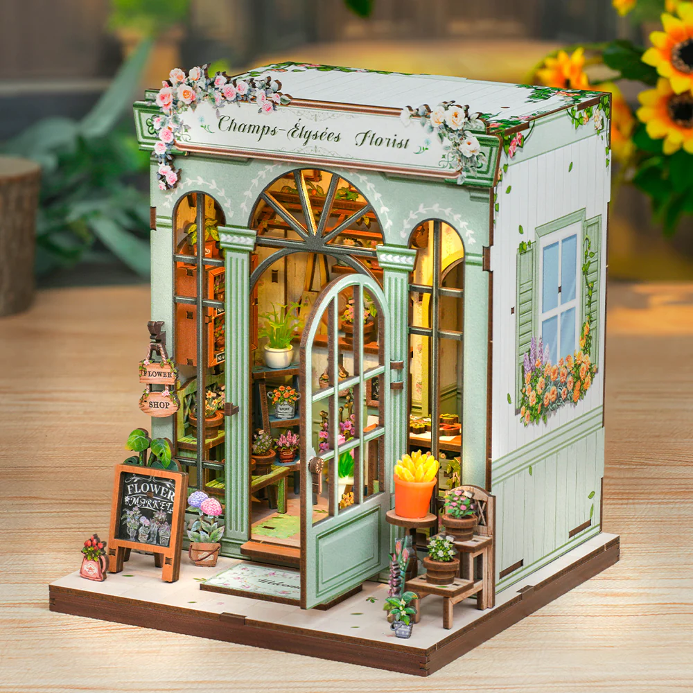 Maison Miniature Fleuriste Champs-Élysées DIY - 199 pièces et éclairage LED Assemblé