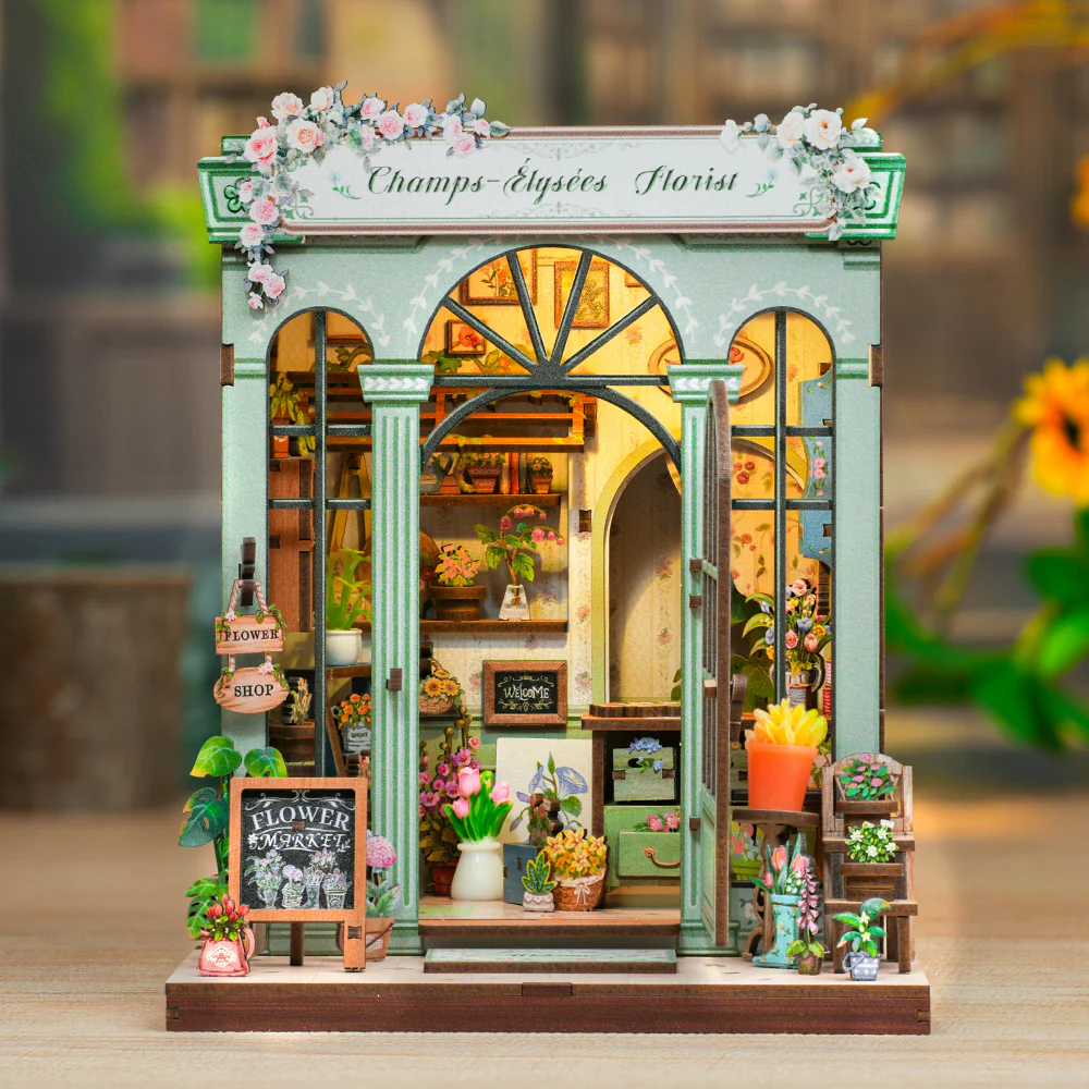Maison Miniature Fleuriste Champs-Élysées DIY - 199 pièces et éclairage LED Façade