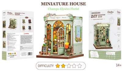 Maison Miniature Fleuriste Champs-Élysées DIY - 199 pièces et éclairage LED Difficulté
