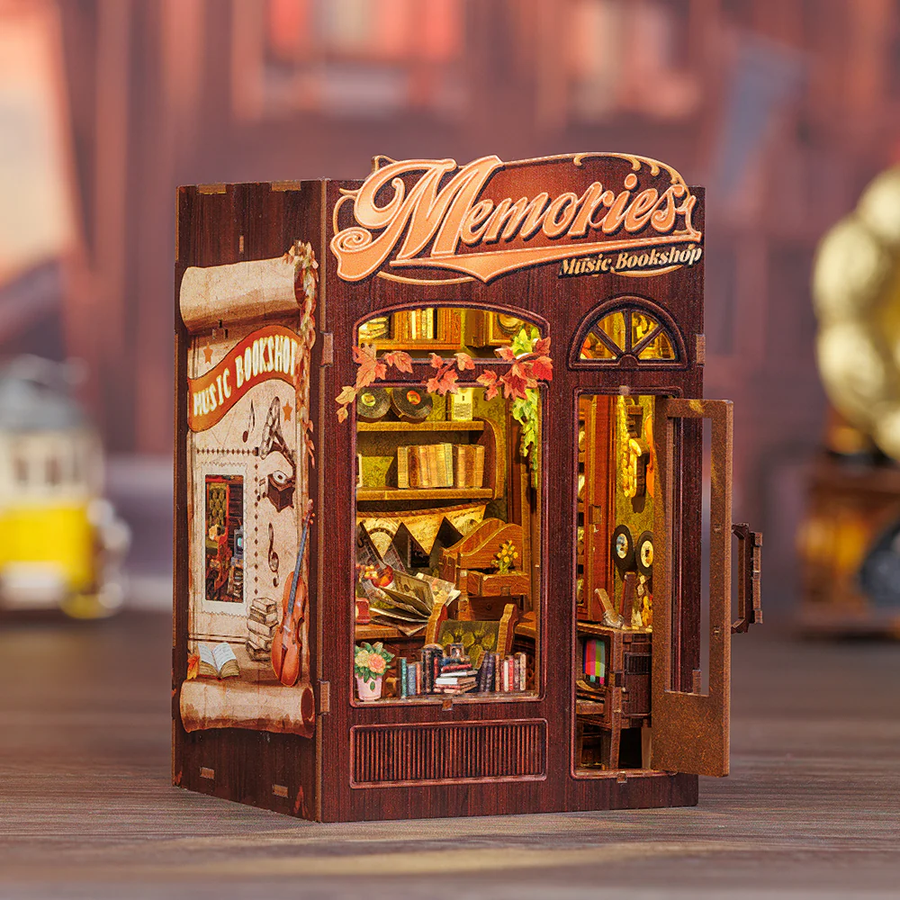 Book Nook Librairie Musicale Memories DIY - 136 pièces et éclairage LED Assemblé