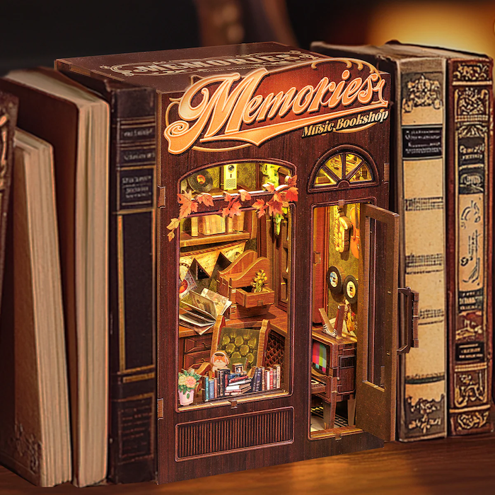 Book Nook Librairie Musicale Memories DIY - 136 pièces et éclairage LED Exemple