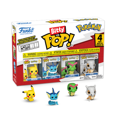 Bitty Pop! Pokémon -  Pikachu - Aquali - Chenipan - Osselait Boîte