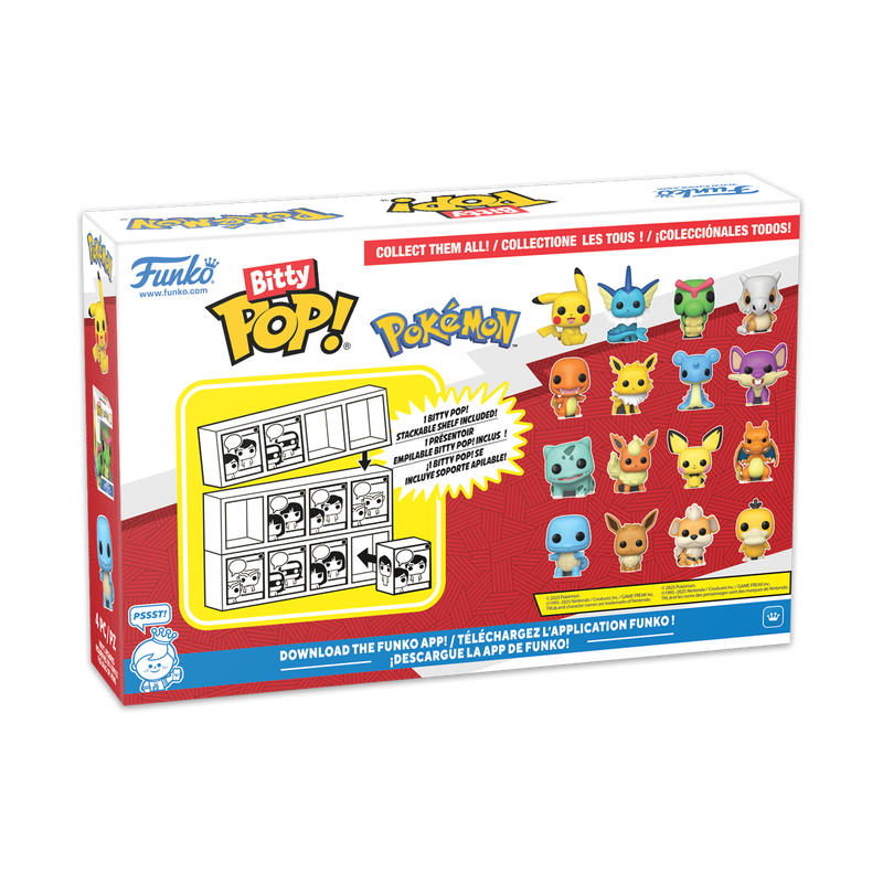 Bitty Pop! Pokémon -  Pikachu - Aquali - Chenipan - Osselait Boîte