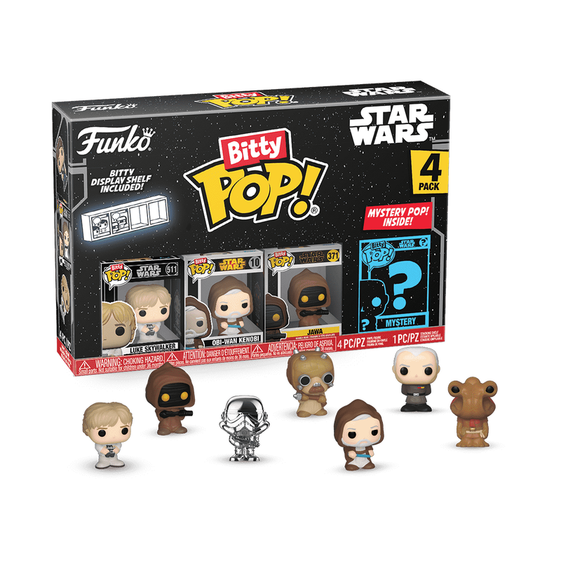 STAR WARS - LOT OF 4 BITTY POP! - LUKE - OBI-WAN - JAWA