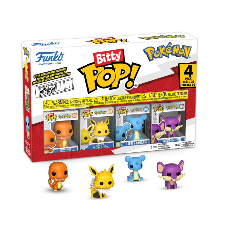 Bitty Pop! Pokémon -  Salamèche - Voltali - Lokhlass - Rattata Boîte