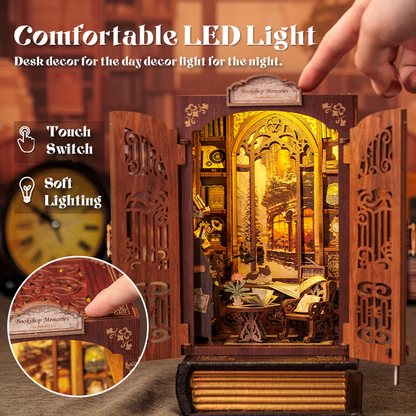Book Nook Librairie des Mémoires DIY - 127 pièces et éclairage LED Assemblé