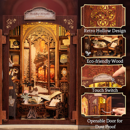 Book Nook Librairie des Mémoires DIY - 127 pièces et éclairage LED Info