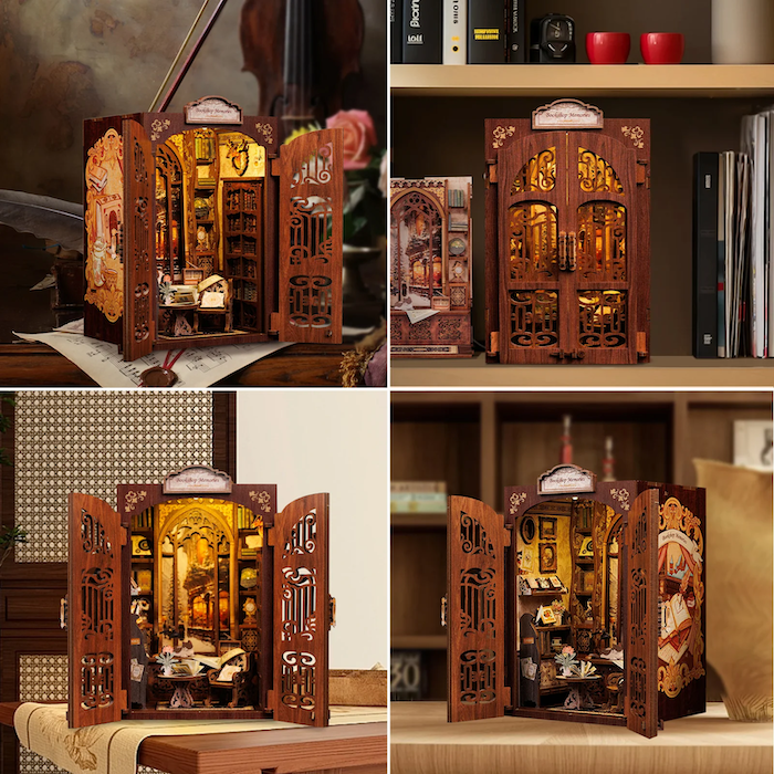 Book Nook Librairie des Mémoires DIY - 127 pièces et éclairage LED Exemple