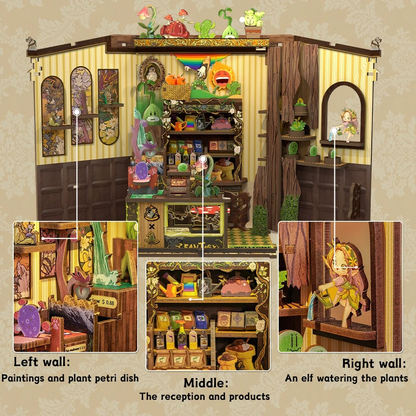 Maison Miniature Magasin Plantes Féériques DIY - 146 pièces et éclairage LED Détails