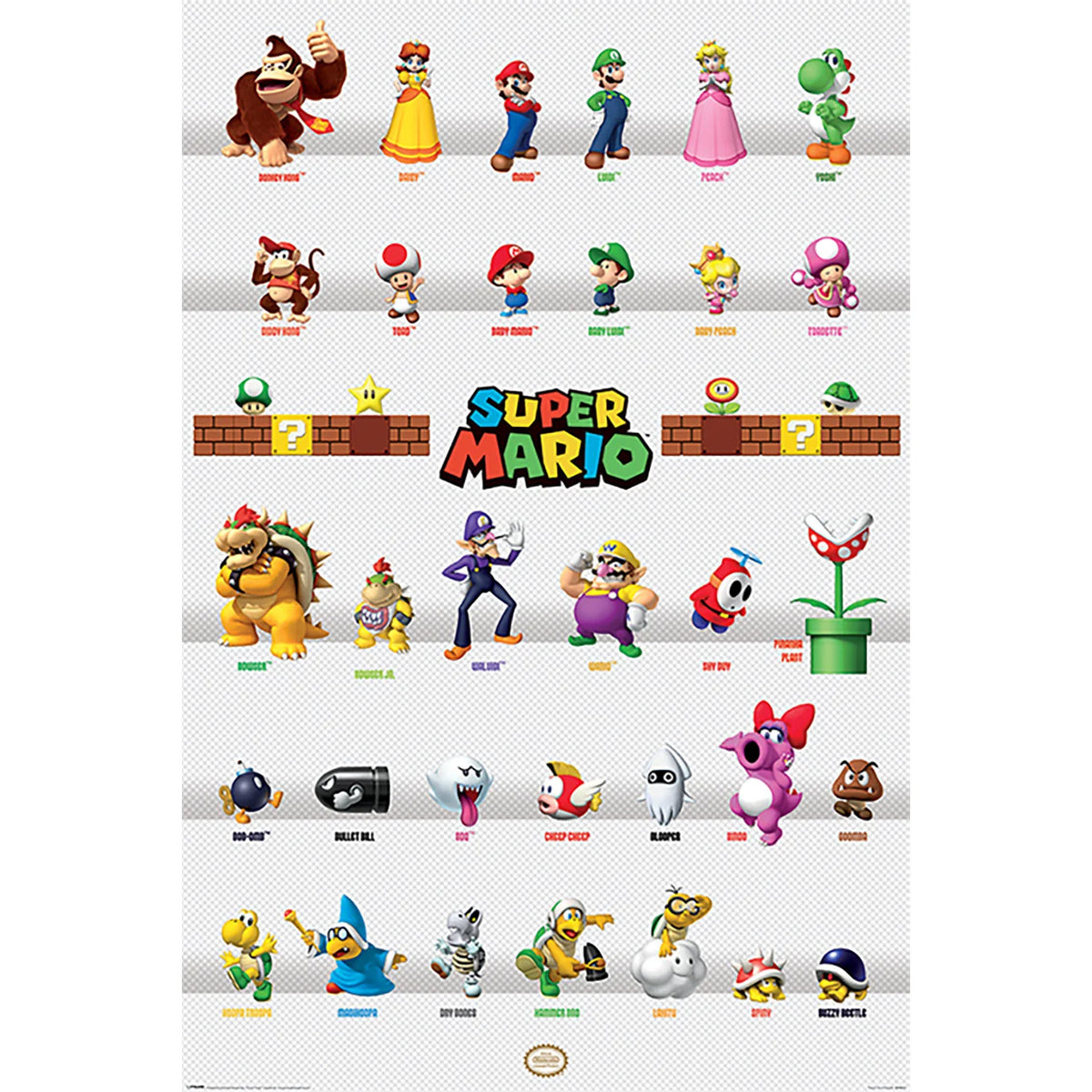 Poster Super Mario - Personnages Super Mario