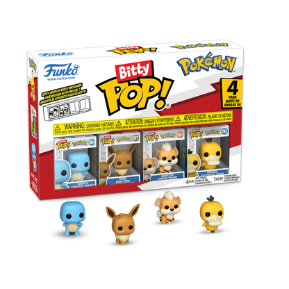 Bitty Pop! Pokémon -  Carapuce - Évoli - Caninos - Psykokwak Boîte
