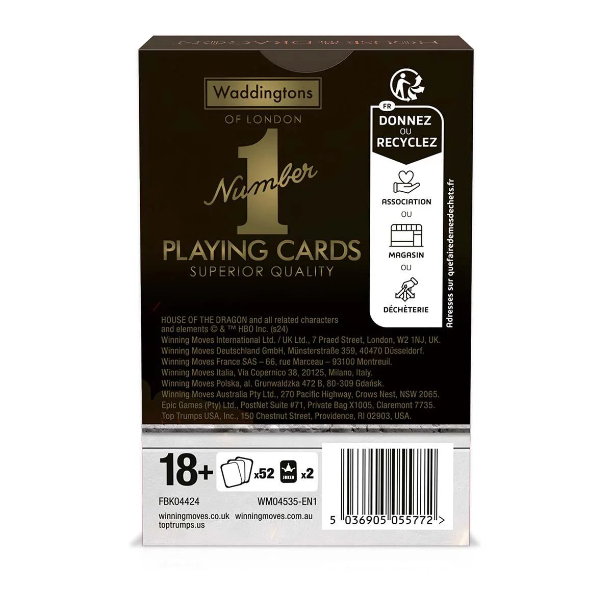 Jeu de 54 Cartes House of the Dragon