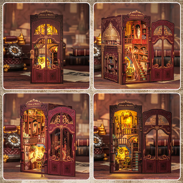 Book Nook Librairie de la Sagesse DIY - 281 pièces et éclairage LED Info