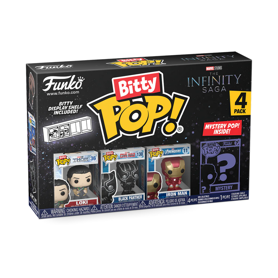 Lot de 4 Bitty Pop! Marvel - Loki - Black Panther - Iron Man