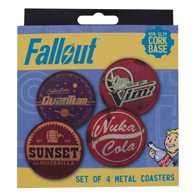 Lot de 4 Sous-Verres Fallout Gravés en Métal