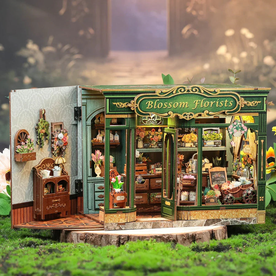 Maison Miniature Fleuriste DIY - 265 pièces et éclairage LED