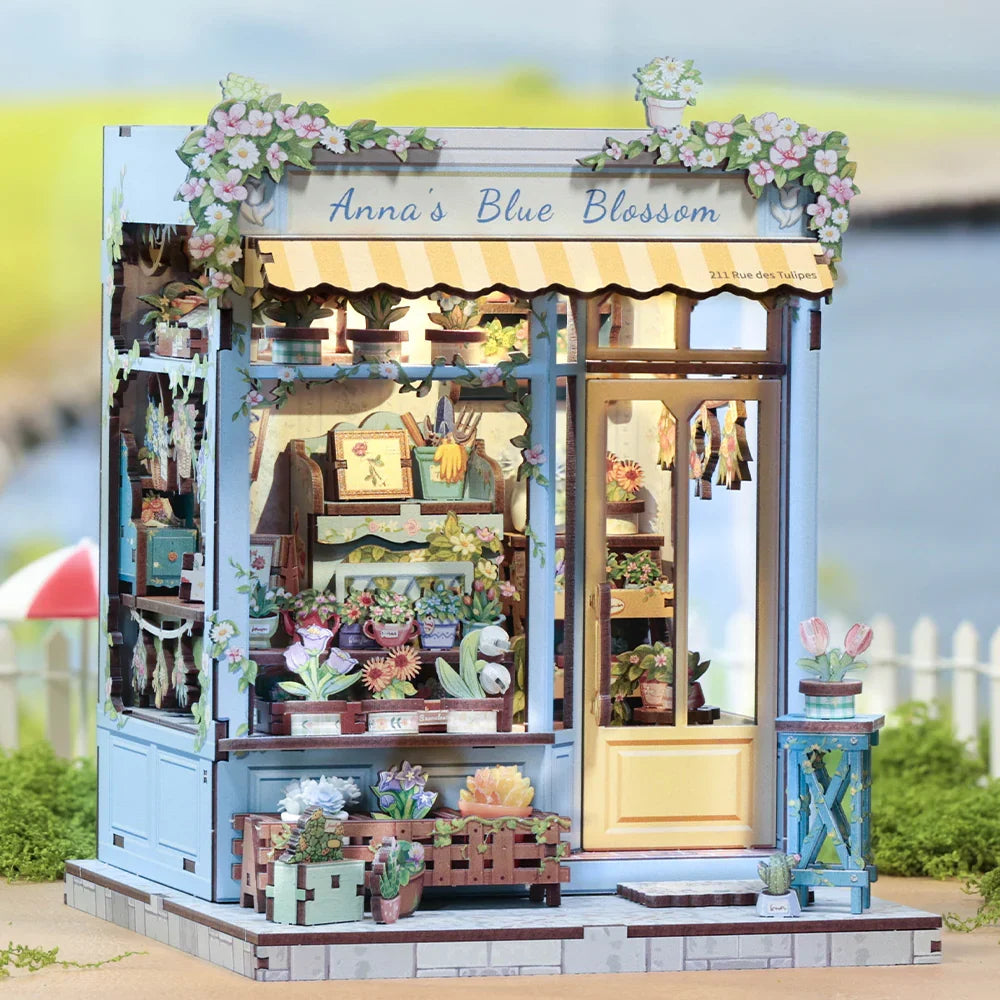 Maison Miniature La Fleur Bleue d'Anna DIY - 255 pièces et éclairage LED