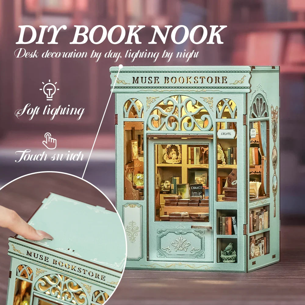 Book Nook Librairie Muse DIY - 201 pièces et éclairage LED