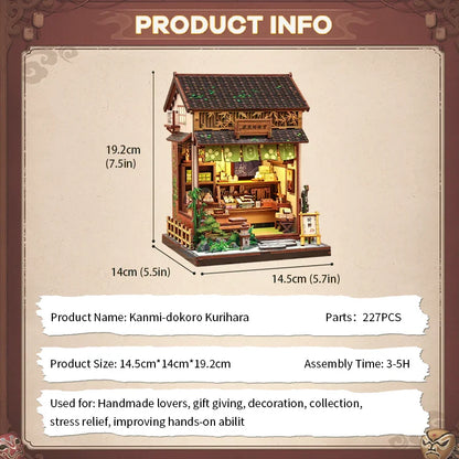 Maison Miniature Kanmi-Dokoro Kurihara DIY - 227 pièces et éclairage LED