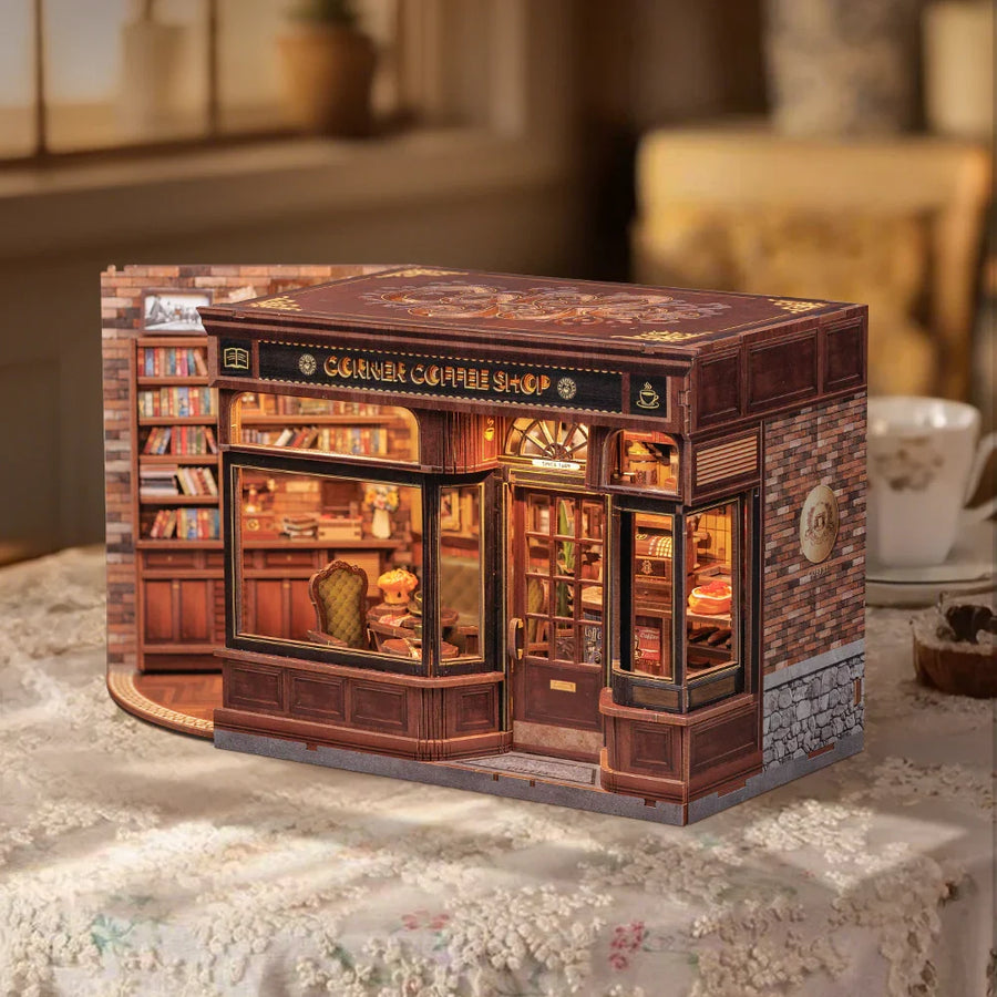 Maison Miniature Coffee Shop DIY - 294 pièces et éclairage LED