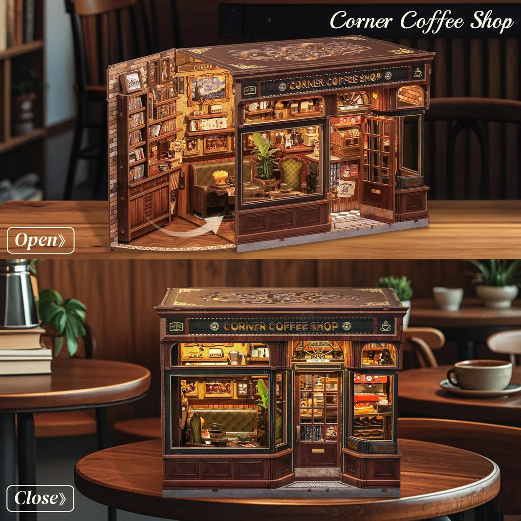 Maison Miniature Coffee Shop DIY - 294 pièces et éclairage LED
