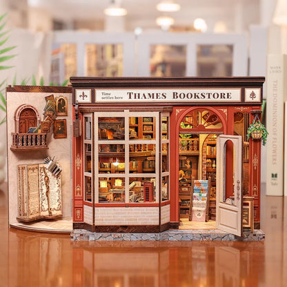 Maison Miniature Librairie Thames DIY - 343 pièces et éclairage LED