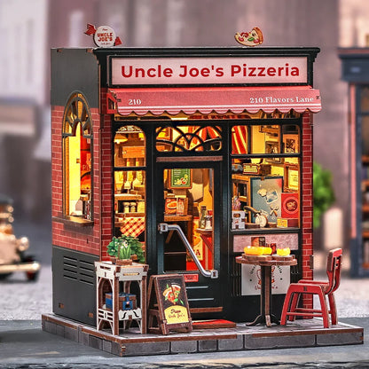 Maison Miniature Pizzeria d'Oncle Joe DIY - 236 pièces et éclairage LED