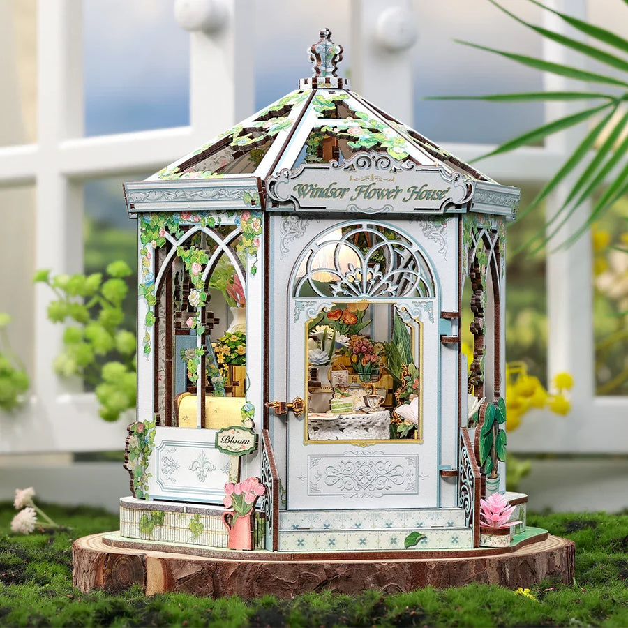 Maison Miniature Maison des Fleurs Windsor DIY - 235 pièces et éclairage LED