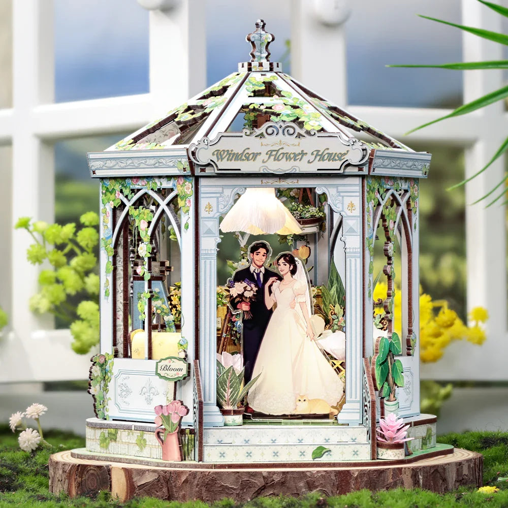 Maison Miniature Maison des Fleurs Windsor DIY - 235 pièces et éclairage LED