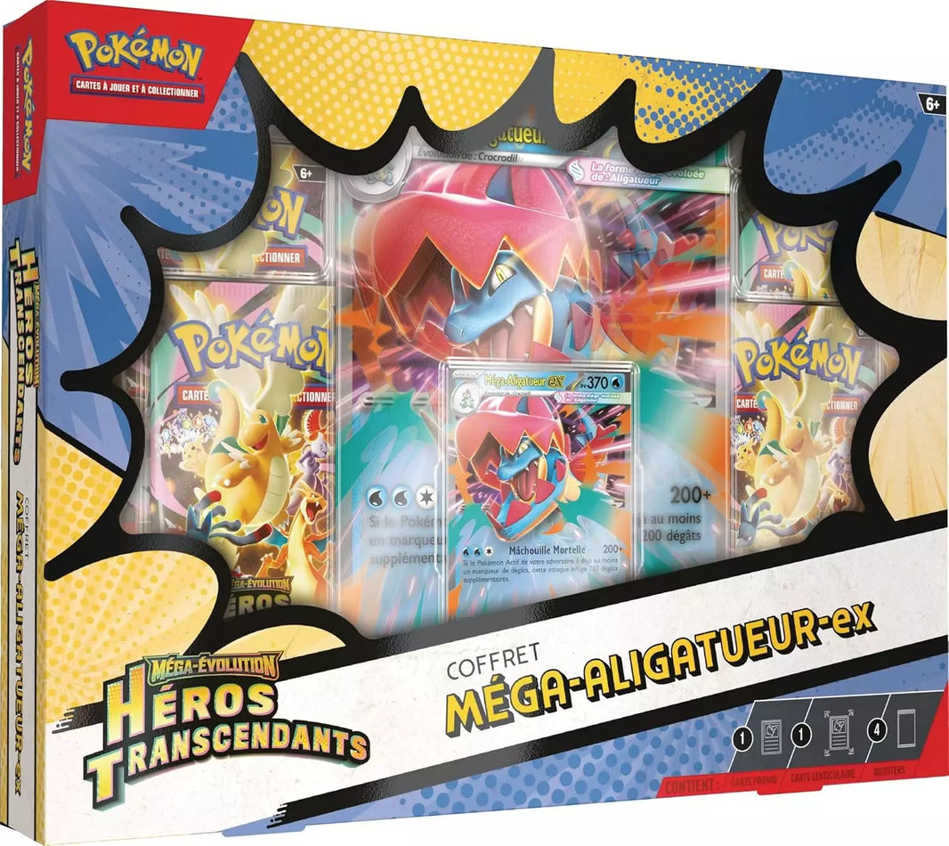 Pokémon - Coffret Méga-Aligatueur-ex 4 Boosters Héros Transcendants ME 2.5 - FR