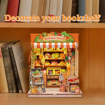 Maison Miniature L'Épicerie Verte DIY - 301 pièces et éclairage LED