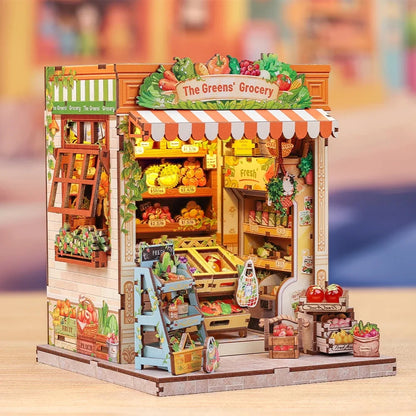 Maison Miniature L'Épicerie Verte DIY - 301 pièces et éclairage LED