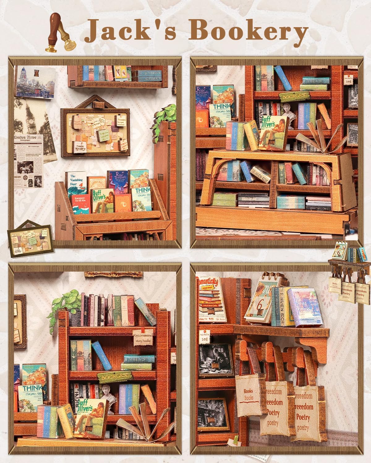 Maison Miniature La Librairie de Jack DIY - 330 pièces et éclairage LED