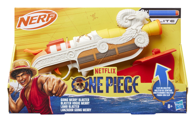 One Piece - Blaster Nerf Vogue Merry avec Étui et 8 Fléchettes — emballage