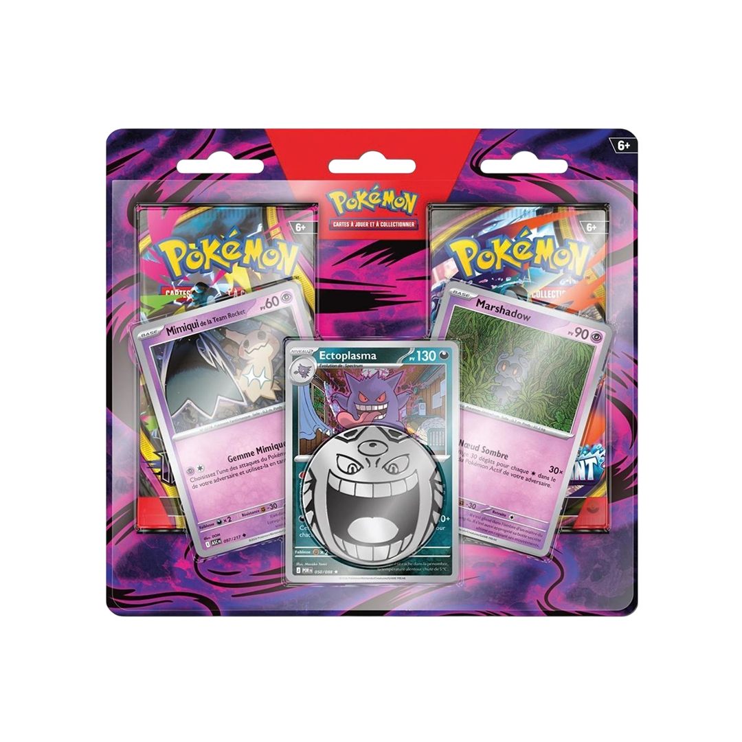 Pokémon - Pack 2 Boosters + Ectoplasma, Marshadow & Mimiqui de la Team Rocket - FR